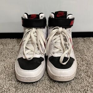Nike Kids High-Top Sneakers - Black, White, and Red